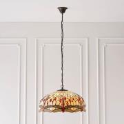 Dearborn Tiffany Glass Large Pendant Ceiling Light In Beige Red