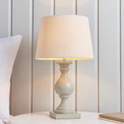 Manteo Ivory Fabric Shade Table Lamp With Taupe Wooden Base