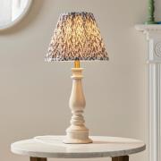 Lincoln Pearl Grey 25cm Shade Resin Table Lamp In Almond White