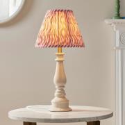 Riyadh  Pink 25cm Shade Resin Table Lamp In Almond White