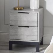 Baara Wooden Bedside Cabinet With 2 Drawers In Grey Oak