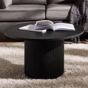 Laurel Fluted Wooden Coffee Table Round In Matt Black