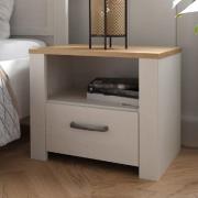 Bogota Wooden Bedside Cabinet With 1 Drawer In White Riviera Oak