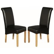 Seguin Black Faux Leather Dining Chairs In Pair