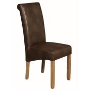 Seguin Faux Leather Dining Chair In Tan With Oak Legs