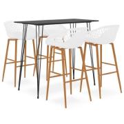 Pullman Black Wooden Bar Table With 4 Metal Stools In White Oak