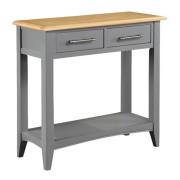 Roswell Wooden Console Table With 2 Drawers In Mid Oak And Grey