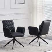 Elkin Black Faux Leather Dining Chairs In Pair