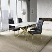 Avon Dining Table With Gold legs And 4 Justin Black Chairs