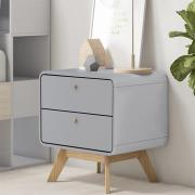 Clive Wooden Bedside Cabinet With 2 Drawers In Grey