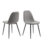 Wellford Light Grey Fabric Dining Chairs With Black Legs In Pair