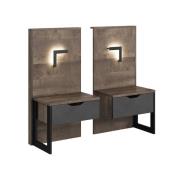 Arvada Grande Matera Oak Wooden Bedside Cabinets In Pair With LED