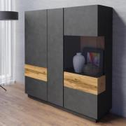 Sevilla High Gloss Display Cabinet Right Hand In Black Oak