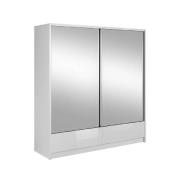 Aztec Mirrored Gloss Wardrobe 204cm With 2 Sliding Doors In White