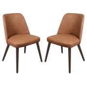 Avelay Vintage Cognac Faux Leather Dining Chairs In Pair