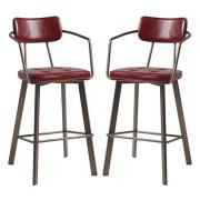 Alstan Vintage Red Faux Leather Bar Stools In Pair