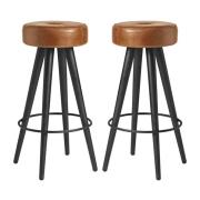 Maror Bruciato Tan Genuine Leather Bar Stools In Pair