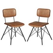 Dinas Light Tan Genuine Leather Dining Chairs In Pair
