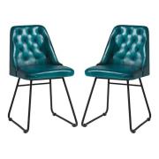 Hayton Vintage Blue Genuine Leather Dining Chairs In Pair