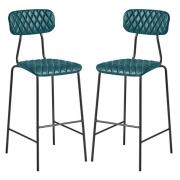 Kelso Vintage Teal Faux Leather Bar Stools In Pair