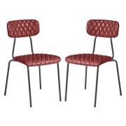 Kelso Vintage Red Faux Leather Dining Chairs In Pair