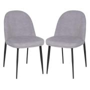Vacaville Light Grey Velvet Fabric Dining Chairs In Pair