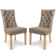 Elyria Taupe PU Leather Dining Chairs With Oak Legs In Pair