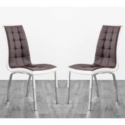 Hamden Brown And White Faux Leather Dining Chairs In Pair