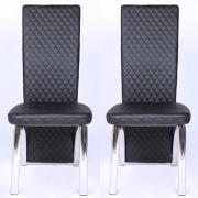 Pooler Black Faux Leather Dining Chairs With Chrome Frame In Pair