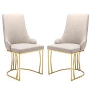 Burma Beige PU Leather Dining Chairs With Gold Frame In Pair