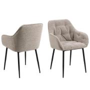 Bilbao Beige Fabric Dining Chairs With Armrest In Pair
