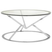 Allston Glass Round Coffee Table With Corseted Silver Frame
