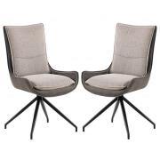Plano Grey Fabric Dining Chairs With Black Legs In Pair