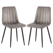 Theodore Grey Velvet Dining Chairs With Black Legs In Pair