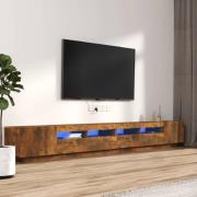 Krakow Large Wooden TV Stand In Smoked Oak With LED