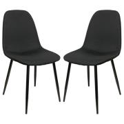 Simons Black Fabric Dining Chairs In Pair