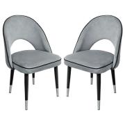 Casey Grey Velvet Dining Chairs In Pair