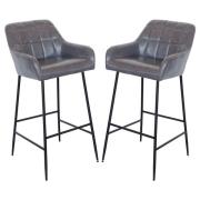 Felton Grey PU Leather Bar Stools In Pair