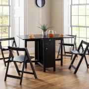 Saidi Wooden Folding Dining Table With 4 Chairs In Black