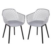 Altona Grey Plastic Dining Chairs With Black Legs In Pair