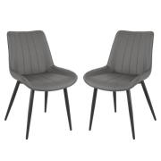 Solomona Dark Grey PU Leather Dining Chairs In Pair