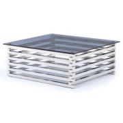 Morita Tinted Glass Square Coffee Table With Steel Frame