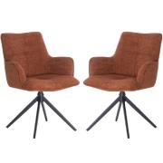 Joplin Tan Fabric Dining Chairs With Metal Base In Pair