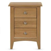 Kamiah Wooden Bedside Cabinet With 3 Drawers In Oak