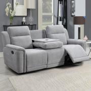 Sheridan Fabric Recliner 3 Seater Sofa In Light Grey