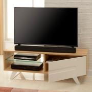 Milan Wooden TV Stand With Glass Shelf In Light Oak